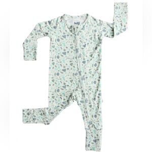 Lolli Co Bamboo Teal Terrazzo Zip Romper